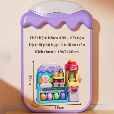 Bộ 58PCS Đồ Chơi Máy Làm Kem Đất Sét - Chất Lượng Cao, Không Chứa Chất Màu, Đồ Nấu Ăn Bé Gái, Giảm Giá 259k