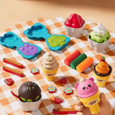 Bộ 58PCS Đồ Chơi Máy Làm Kem Đất Sét - Chất Lượng Cao, Không Chứa Chất Màu, Đồ Nấu Ăn Bé Gái, Giảm Giá 259k