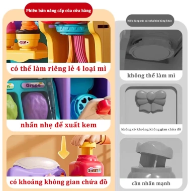 Bộ 58PCS Đồ Chơi Máy Làm Kem Đất Sét - Chất Lượng Cao, Không Chứa Chất Màu, Đồ Nấu Ăn Bé Gái, Giảm Giá 259k