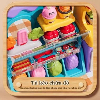 Bộ 58PCS Đồ Chơi Máy Làm Kem Đất Sét - Chất Lượng Cao, Không Chứa Chất Màu, Đồ Nấu Ăn Bé Gái, Giảm Giá 259k