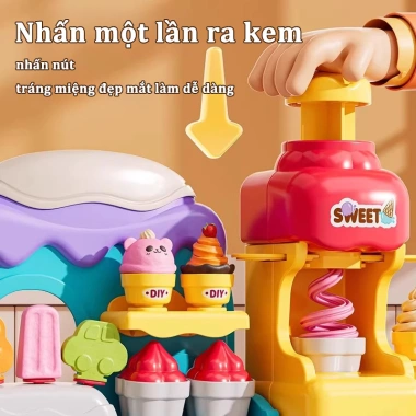 Bộ 58PCS Đồ Chơi Máy Làm Kem Đất Sét - Chất Lượng Cao, Không Chứa Chất Màu, Đồ Nấu Ăn Bé Gái, Giảm Giá 259k
