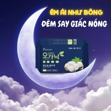 Bộ 6 Băng Vệ Sinh Yeonchi Organic 35cm Siêu Mỏng Cánh Rộng 16cm An Tâm Ngủ Ban Đêm 7