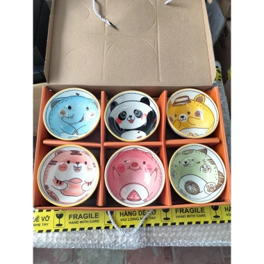 Bộ 6 bát đũa sứ họa tiết thổ cẩm - Hộp quà sang, ăn cơm, giá chỉ 95.000đ