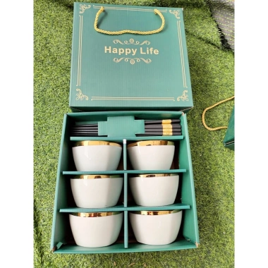 Bộ 6 bát đũa sứ họa tiết thổ cẩm - Hộp quà sang, ăn cơm, giá chỉ 95.000đ 9 Bộ 6 bát đũa sứ họa tiết thổ cẩm - Hộp quà sang, ăn cơm, giá chỉ 95.000đ 9