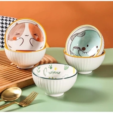 Bộ 6 Bát Sứ Ăn Cơm Hình Thú Cao Cấp + 6 Đôi Đũa Gốm Sứ - Giá Ưu Đãi 24.750 VND 4