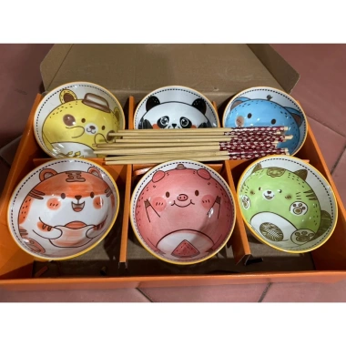 Bộ 6 Bát Sứ Ăn Cơm Hình Thú Cao Cấp + 6 Đôi Đũa Gốm Sứ - Giá Ưu Đãi 24.750 VND 7