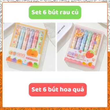 Bộ 6 bút dạ quang HI17 – Highlight hoa quả rau củ, đánh dấu, chỉ 33.350₫