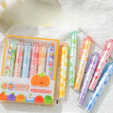 Bộ 6 bút dạ quang HI17 – Highlight hoa quả rau củ, đánh dấu, chỉ 33.350₫
