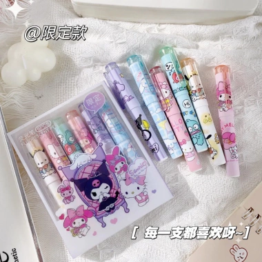 Bộ 6 bút dạ quang Kuromi Melody Cinnamoroll Kitty Pochacco Hangyodon - 31.000đ