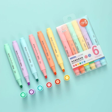 Bộ 6 Bút Dạ Quang Macaron Pastel Màu Đậm Highlight Dễ Thương Giá 29.000đ Dành cho Học Sinh Văn Phòng