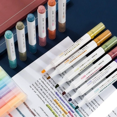 Bộ 6 bút highlight dạ quang Resun XingMai pastel - Nét đẹp, giảm giá 44.850 VND 7