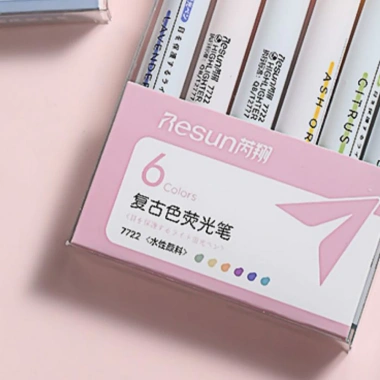 Bộ 6 bút highlight dạ quang Resun XingMai pastel - Nét đẹp, giảm giá 44.850 VND 9