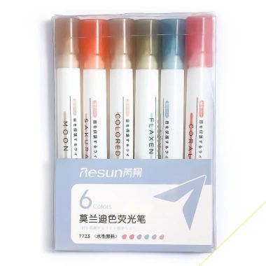 Bộ 6 bút highlight dạ quang Resun XingMai pastel - Nét đẹp, giảm giá 44.850 VND 10