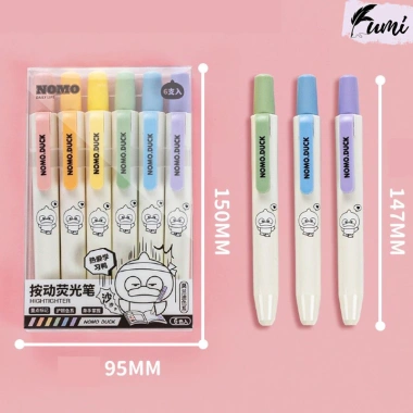 Bộ 6 bút highlight dạ quang TacoTaco HI10 dạng bấm màu dịu mắt, chỉ 92.000₫