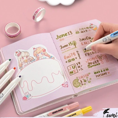 Bộ 6 bút highlight dạ quang TacoTaco HI10 dạng bấm màu dịu mắt, chỉ 92.000₫
