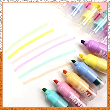 Bộ 6 bút highlight Mini kẹo ngọt B173 pastel nhỏ gọn, nhiều màu - giá 46k 3