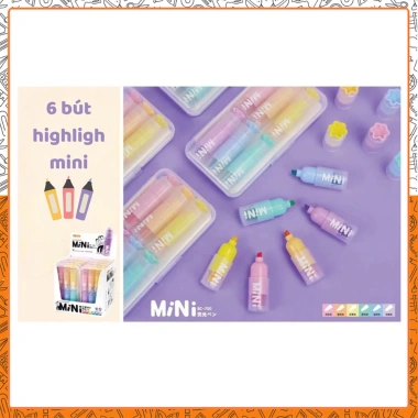 Bộ 6 bút highlight Mini kẹo ngọt B173 pastel nhỏ gọn, nhiều màu - giá 46k 4