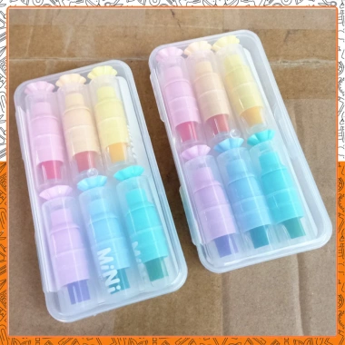 Bộ 6 bút highlight Mini kẹo ngọt B173 pastel nhỏ gọn, nhiều màu - giá 46k 6