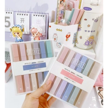 Bộ 6 Bút Highlight Pastel 2 Đầu Morandi - Đánh Dấu, Trang Trí Journal, Giá 15.500₫