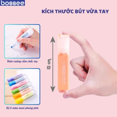 Bộ 6 Bút Highlight Pastel Dạ Quang - Mực Đậm, Không Phai, An Toàn cho Học Sinh 9