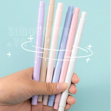 Bộ 6 bút highlight ST189 2 đầu màu pastel dễ thương, ghi nhớ sáng tạo, giá 29.800₫ 6
