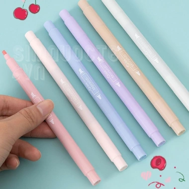 Bộ 6 bút highlight ST189 2 đầu màu pastel dễ thương, ghi nhớ sáng tạo, giá 29.800₫ 9