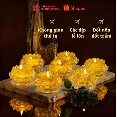 Bộ 6 chân đế nến lưu ly hoa sen đa màu, đế thấp, đựng đèn cầy, chỉ 249.000₫ 3 Bộ 6 chân đế nến lưu ly hoa sen đa màu, đế thấp, đựng đèn cầy, chỉ 249.000₫ 3