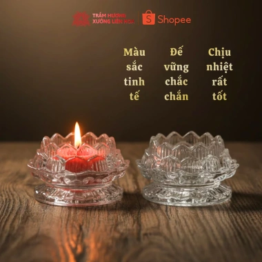 Bộ 6 chân đế nến lưu ly hoa sen đa màu, đế thấp, đựng đèn cầy, chỉ 249.000₫