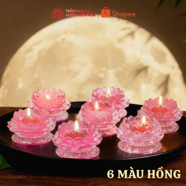 Bộ 6 chân đế nến lưu ly hoa sen đa màu, đế thấp, đựng đèn cầy, chỉ 249.000₫ 10 Bộ 6 chân đế nến lưu ly hoa sen đa màu, đế thấp, đựng đèn cầy, chỉ 249.000₫ 10