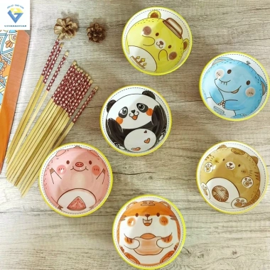 Bộ 6 chén sứ hình con vật dễ thương + 6 đôi đũa hoa, đồ dùng nhà bếp, hộp quà sang, phù hợp làm quà sinh nhật, giảm còn 120.000₫ 2
