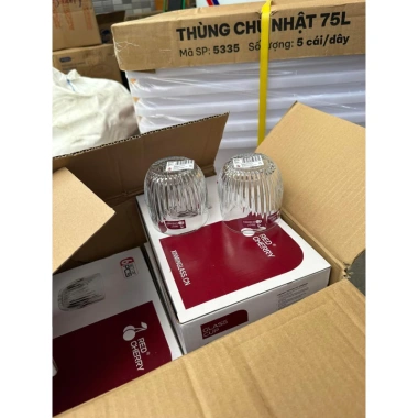 Bộ 6 cốc ly thủy tinh 280ml RED CHERRY XM21A - Chịu nhiệt, pha trà, đồ uống nóng lạnh, giá chỉ 80.000 VND
