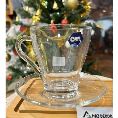 Bộ 6 Cốc tách ly thủy tinh có quai 270ml LXZB21 - Trà, cacao, đồ uống nóng, 145k