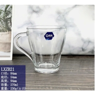 Bộ 6 Cốc tách ly thủy tinh có quai 270ml LXZB21 - Trà, cacao, đồ uống nóng, 145k