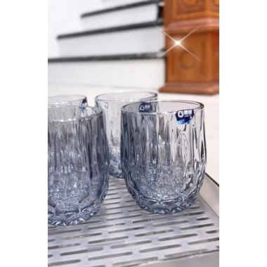 Bộ 6 Cốc Thuỷ Tinh 300ml Pha Lê Cao Cấp - Màu Xanh Đen Sang Trọng, Dày Dặn Chịu Nhiệt, Giá Ưu Đãi 255.000₫