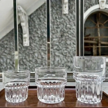 Bộ 6 cốc thủy tinh cafe cao cấp, ly đáy khía 2 tầng, vân dọc 150‑377ml - 125k 2 Bộ 6 cốc thủy tinh cafe cao cấp, ly đáy khía 2 tầng, vân dọc 150‑377ml - 125k 2