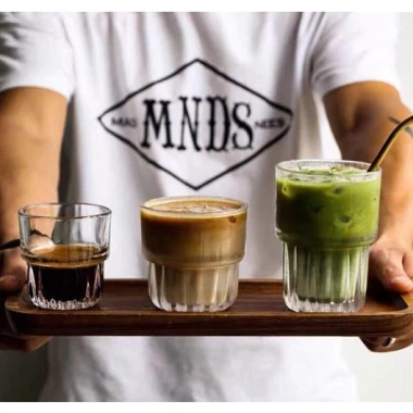 Bộ 6 cốc thủy tinh cafe cao cấp, ly đáy khía 2 tầng, vân dọc 150‑377ml - 125k