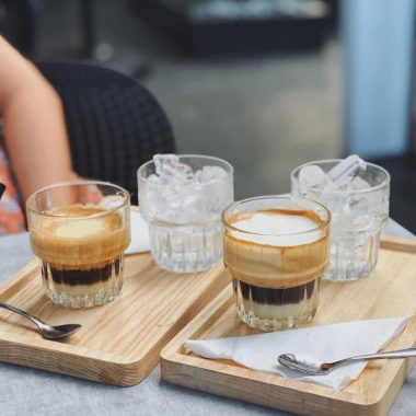 Bộ 6 cốc thủy tinh cafe cao cấp, ly đáy khía 2 tầng, vân dọc 150‑377ml - 125k