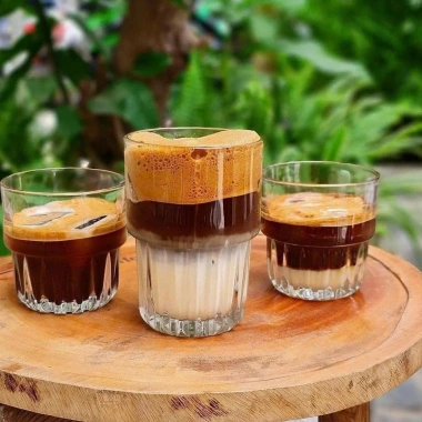 Bộ 6 cốc thủy tinh cafe cao cấp, ly đáy khía 2 tầng, vân dọc 150‑377ml - 125k