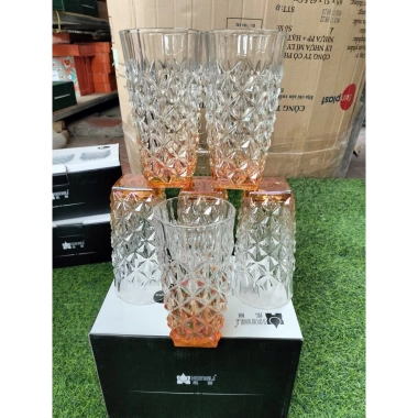 Bộ 6 cốc thủy tinh cao cấp vân sóng xanh chịu nhiệt - Giá ưu đãi 75.000₫ 2