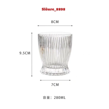 Bộ 6 cốc thủy tinh chịu nhiệt sọc 360ml-280ml, uống nước, sinh tố, trà sữa, bia