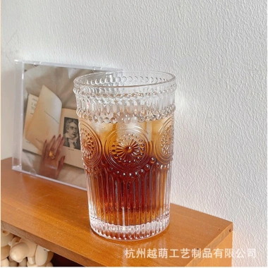Bộ 6 cốc thủy tinh dập nổi hoa mặt trời 245ml/345ml - Xinh, Giá ưu đãi 91.476 VND