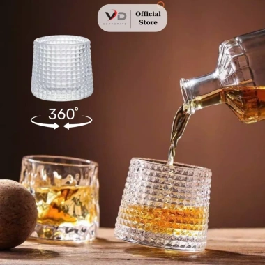 Bộ 6 Cốc Thủy Tinh Đế Xoay 360 độ, Ly Lõi Xoay Chịu Nhiệt Cao Cấp, Giá Ưu Đãi 86.000đ