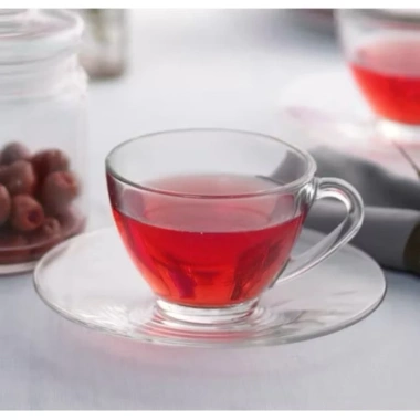 Bộ 6 Cốc Thủy Tinh Quai Uống Café Trà Nóng kèm Đĩa Kê Giá chỉ 80.000 VNĐ