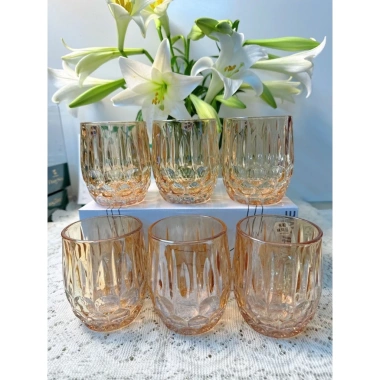 Bộ 6 cốc thủy tinh uống nước cao cấp sang trọng vân bóng - Giá chỉ 227.900₫