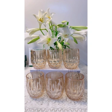 Bộ 6 cốc thủy tinh uống nước cao cấp sang trọng vân bóng - Giá chỉ 227.900₫