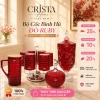 Bộ 6 Cốc Thủy Tinh Vân Caro Đỏ Crista Home 280ml - Quà Tặng, VAT, Bán Sỉ 109k