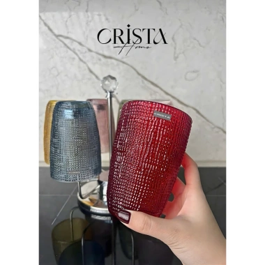Bộ 6 cốc thuỷ tinh vân lụi dập nổi CRISTA 420ml - Giá ưu đãi 360.000đ, chất liệu bền, thiết kế sang trọng