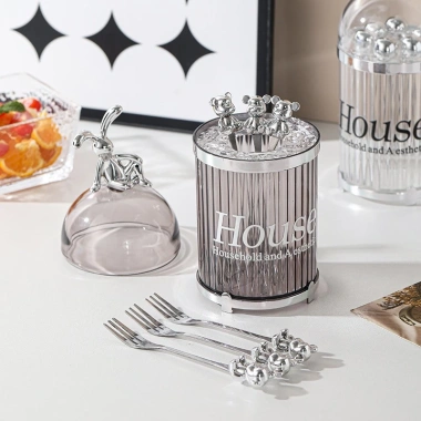 Bộ 6 dĩa ăn trái cây Nắp Thỏ House inox 304 không gỉ, sang trọng kèm hộp, chỉ 80.000₫ 2