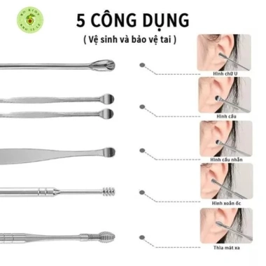 Bộ 6 Dụng Cụ Lấy Ráy Tai Cap Cấp Bọc Túi Da Thép Không Gỉ Vệ Sinh Tai 10.000đ 5