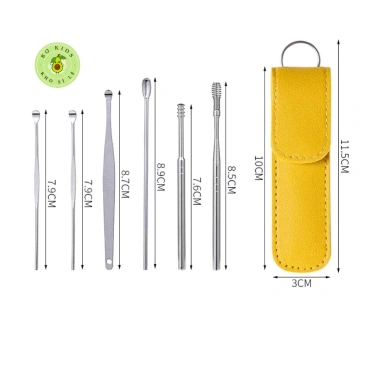Bộ 6 Dụng Cụ Lấy Ráy Tai Cap Cấp Bọc Túi Da Thép Không Gỉ Vệ Sinh Tai 10.000đ 6
